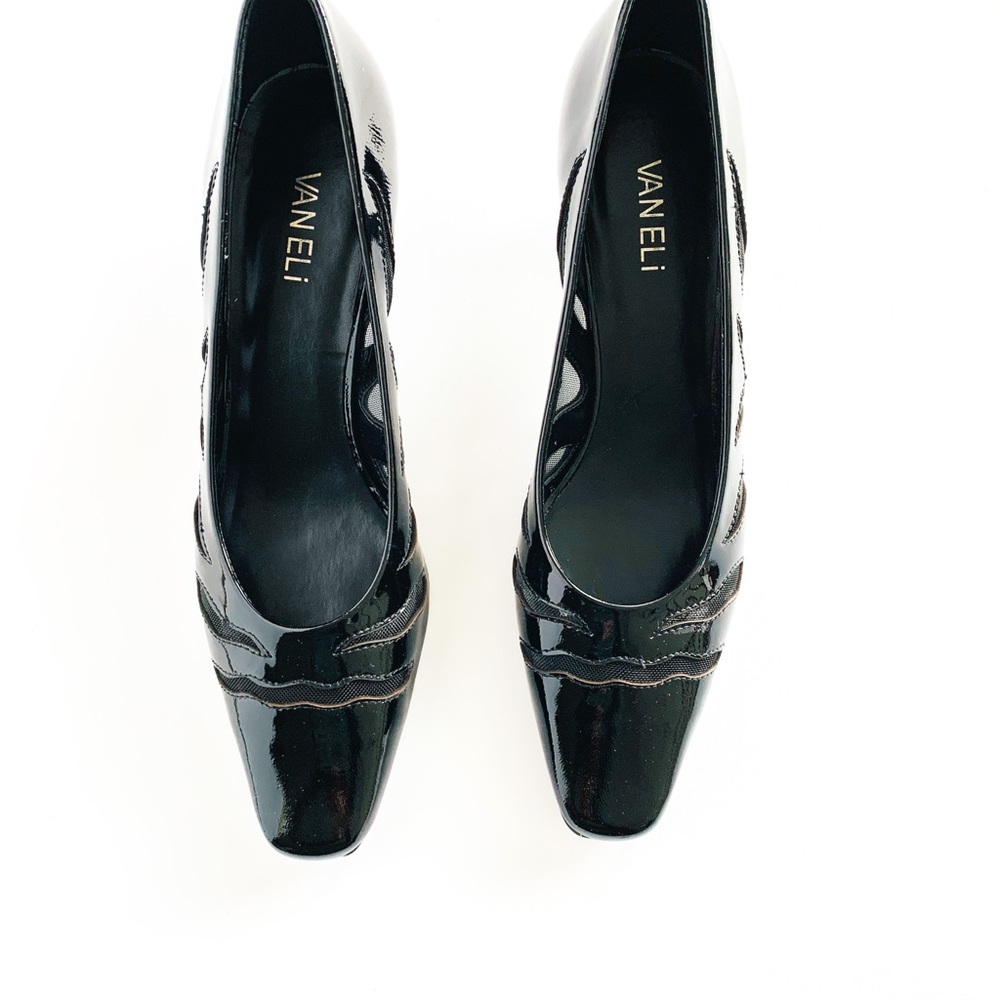 Vaneli Black Dress Shoes Heels Patent Leather 9 - Picture 2 of 7